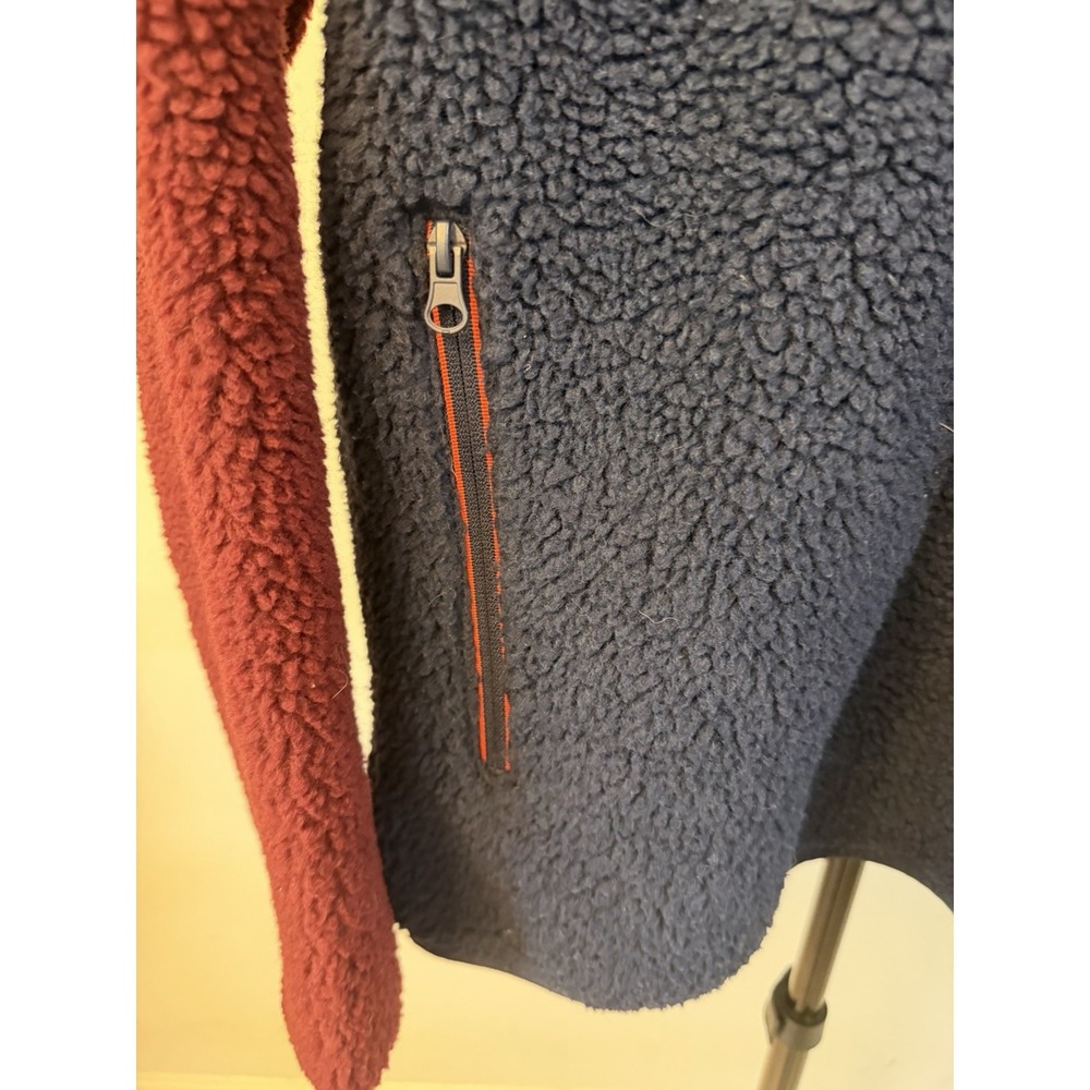 Orvis Pullover Mens  Navy Maroon Fleece Sherpa Snap Front Shirt Jacket Medium - Picture 4 of 9